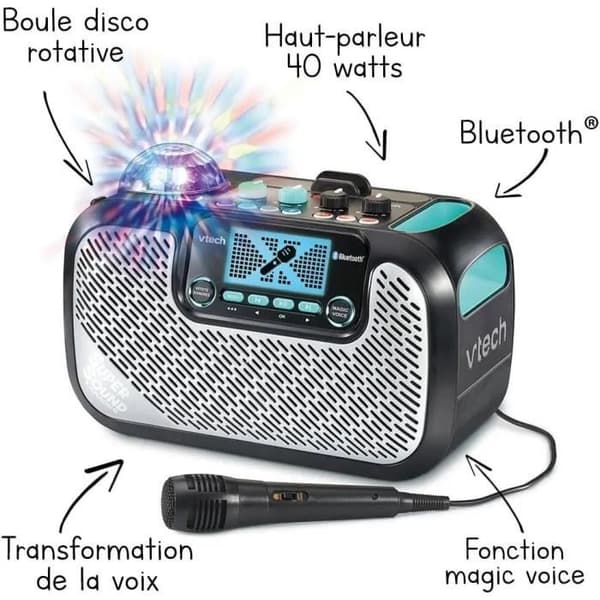 VTECH Karaoke-högtalare - Supersound Karaoke - 40W - Svart och grå - För barn från 14 år