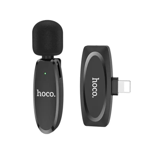 Hoco - Trådlös Lavalier Mikrofon Crystal (L15) - Lightning, 80mAh - Svart