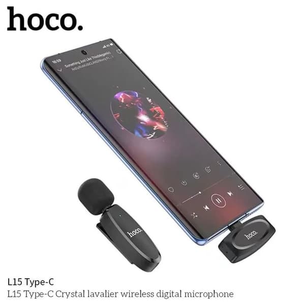 Hoco - Trådlös Lavalier Mikrofon Crystal (L15) - Lightning, 80mAh - Svart