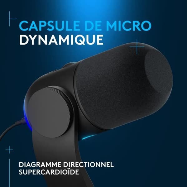 Logitech G Yeti GX dynamisk RGB-spelmikrofon med LIGHTSYNC, USB