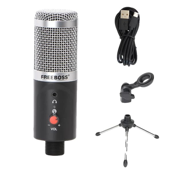 USB kondensatormikrofon, 192 kHz samplingsfrekvens, kardioid polärmönster,Silver