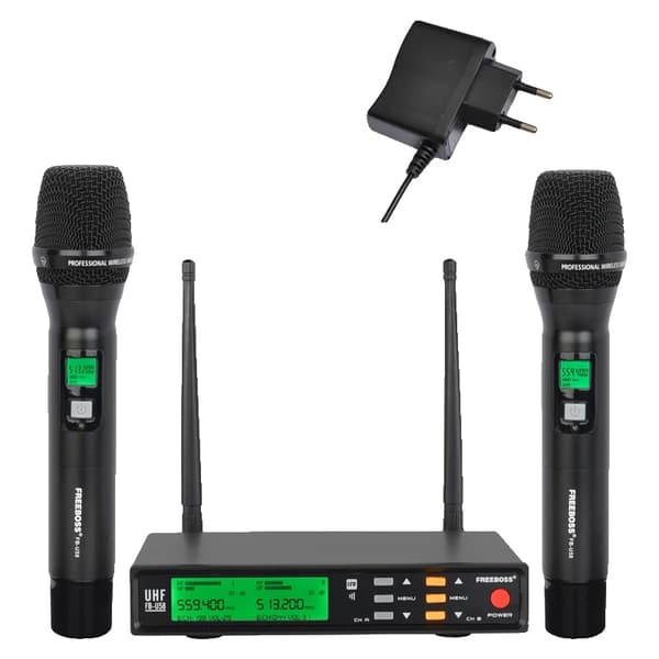 Trådlöst mikrofonssystem, 200 justerbara UHF-frekvenser, dynamisk handhållen design,EU