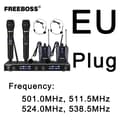 Miniatyrbillede 2 af 2: UHF trådløst mikrofon system, 2 håndholdte sendere, dual kanal drift,EU -stik 501 538