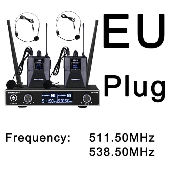UHF Trådlöst Mikrofon System, Dubbel Mikrofonstöd, Över 30 Meter Räckvidd,FB-U35H2-EU-2