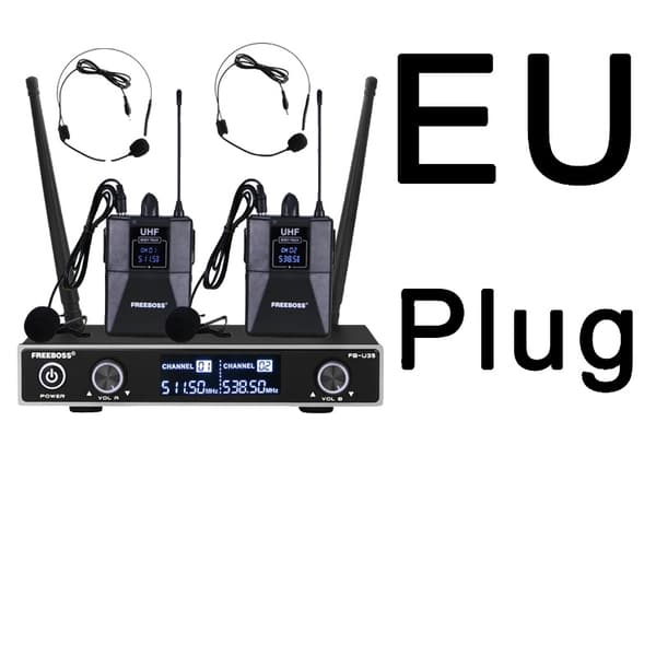 UHF Trådlöst Mikrofon System, Dubbel Mikrofonstöd, Över 30 Meter Räckvidd,FB-U35H2-EU-2