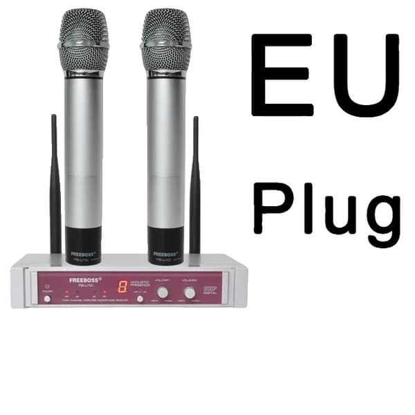 Trådlös mikrofon, dubbla handhållna, UHF-teknologi, Silver-2(5104)