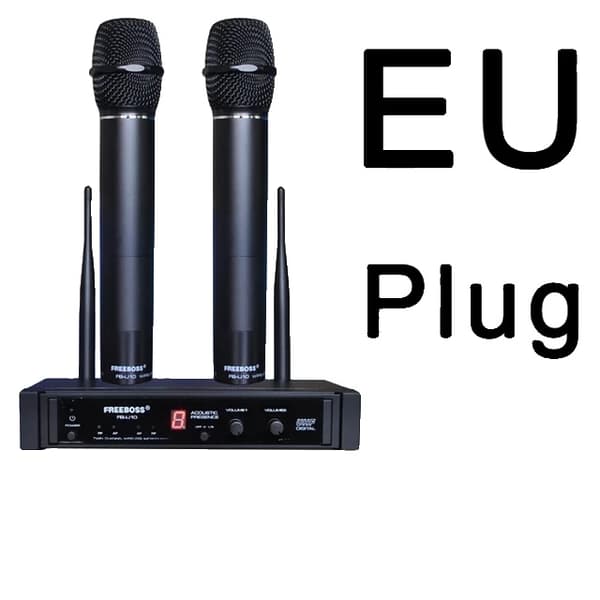 Trådlös mikrofon, dubbla handhållna, UHF-teknologi, Svart-5(8631)