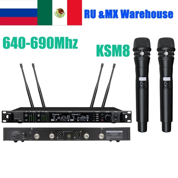 Professionelt trådløst mikrofon sæt, dynamisk transducer, superkardioid mønster,KSM8 600MHz