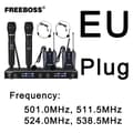 Miniatyrbild 2 av 2: Karaoke trådlös mikrofon, UHF fast frekvens, 4-kanals trådlös., EU-kontakt 501 538