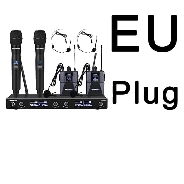 Karaoke trådlös mikrofon, UHF fast frekvens, 4-kanals trådlös., EU-kontakt 501 538