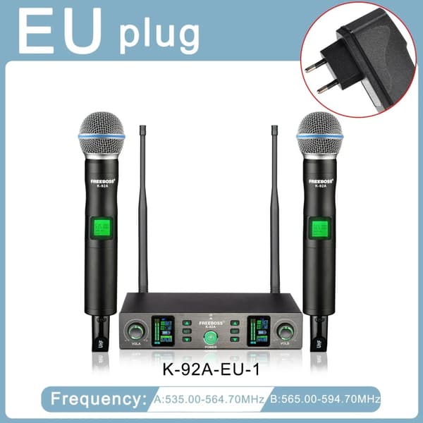 Trådlös Karaoke Mikrofon Set, Dynamiskt Ljud, Lång Trådlös Räckvidd,EU-kontakt