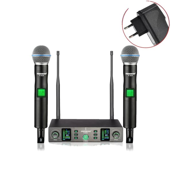 Trådlös Karaoke Mikrofon Set, Dynamiskt Ljud, Lång Trådlös Räckvidd,EU-kontakt