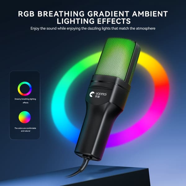 INF RGB Gaming Mikrofon - Høy Sensitivitet & Fleksibel