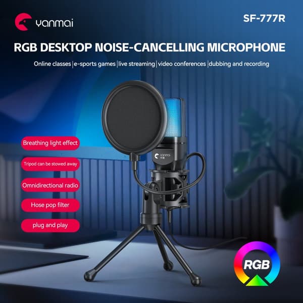INF RGB Gaming Mikrofon - Høy Sensitivitet & Fleksibel