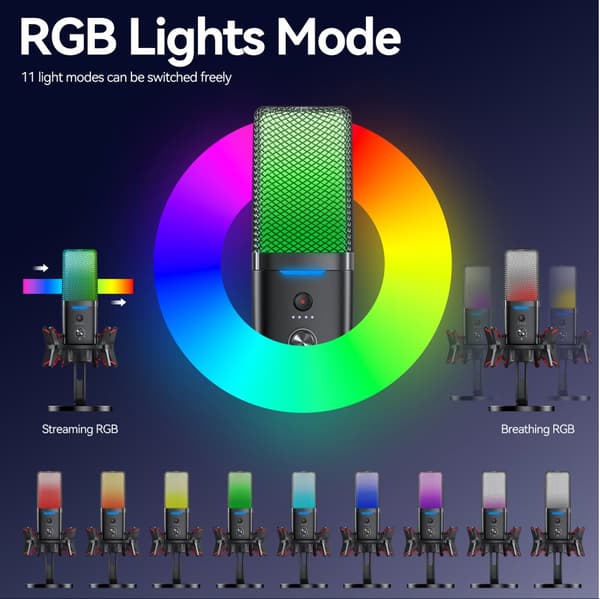 INF Dual Mode Trådløs Kablet Gaming RGB Mikrofon