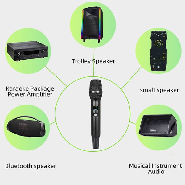 INF Dubbelt trådlöst mikrofonsystem: Karaoke & Konferensredo
