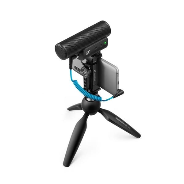 Sennheiser MKE 400 MOBIL KIT - Kondensatormikrofon, superkardioid, udstyret med lavpasfilter med Manfrotto-stativ