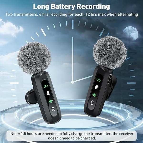 Trådløs Lavalier med LED-skærm – Mini Lavalier Mic til iPhone/Android, perfekt til video, vlog, TikTok, YouTube