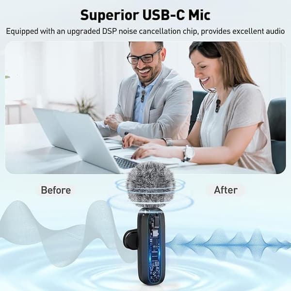 Trådløs Lavalier med LED-skærm – Mini Lavalier Mic til iPhone/Android, perfekt til video, vlog, TikTok, YouTube