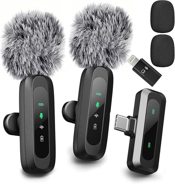 Trådløs Lavalier med LED-skærm – Mini Lavalier Mic til iPhone/Android, perfekt til video, vlog, TikTok, YouTube