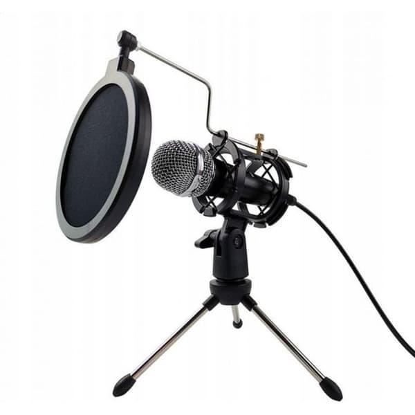 Microfon pc Varr - VGMSB - Gamingmikrofon Scenic Jack 3,5 mm Svart + Popfilter + Chockkorg + Stativ + Adapter