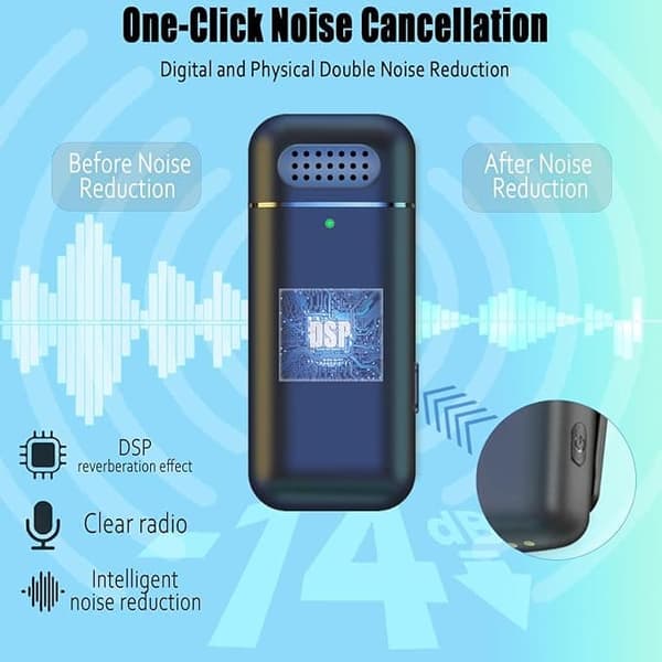 OBOSOE 2-Pack Trådlös Lavalier Mikrofon med Laddningsetui – 3-i-1 Mini Mic för iPhone/Android, Video, Vlogg, TikTok, YouTube
