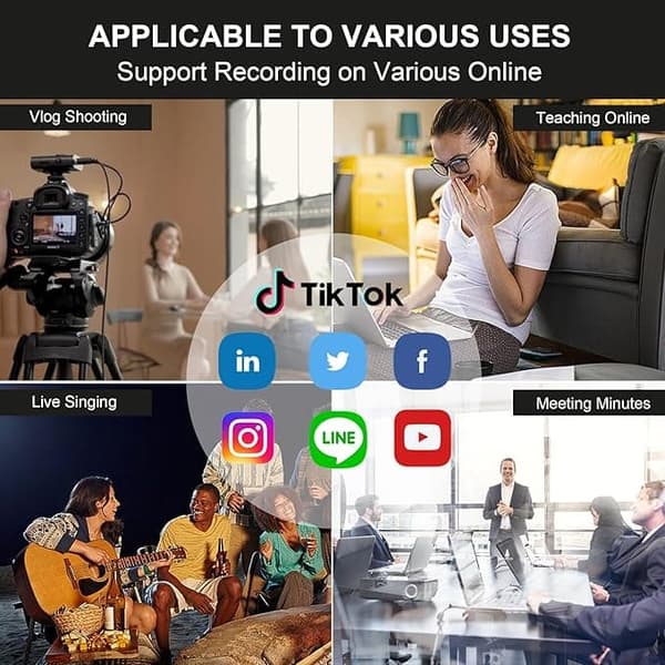 OBOSOE 2-Pack Trådlös Lavalier Mikrofon med Laddningsetui – 3-i-1 Mini Mic för iPhone/Android, Video, Vlogg, TikTok, YouTube