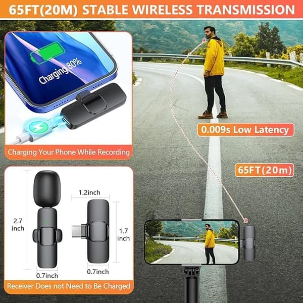 OBOSOE 2-Pak - Lavaliermikrofon til mobil - Trådløs - USB-C