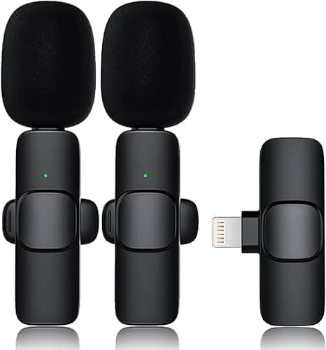 OBOSOE 2-Pak - Lavaliermikrofon til mobil - Trådløs - Lightning, Mini-mikrofon til iPhone, Video, TikTok, Vlog, YouTube