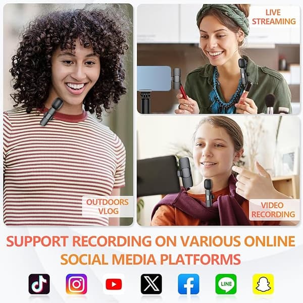 OBOSOE Trådløs Lavalier-mikrofon - Lightning & USB-C – Minimikrofon til iPhone/Android, video, TikTok, Vlog, YouTube