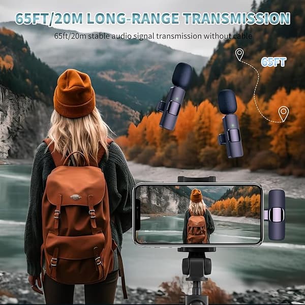OBOSOE Trådløs Lavalier-mikrofon - Lightning & USB-C – Minimikrofon til iPhone/Android, video, TikTok, Vlog, YouTube