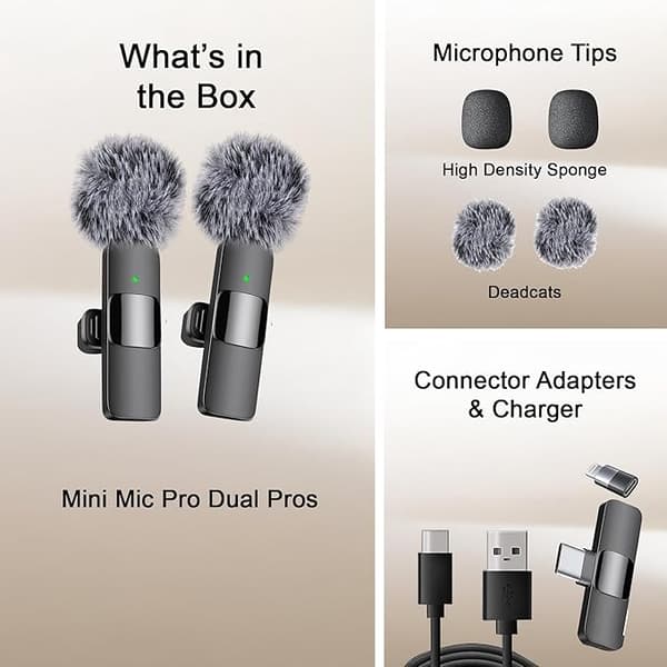 OBOSOE Trådløs Lavalier-mikrofon - Lightning & USB-C – Minimikrofon til iPhone/Android, video, TikTok, Vlog, YouTube