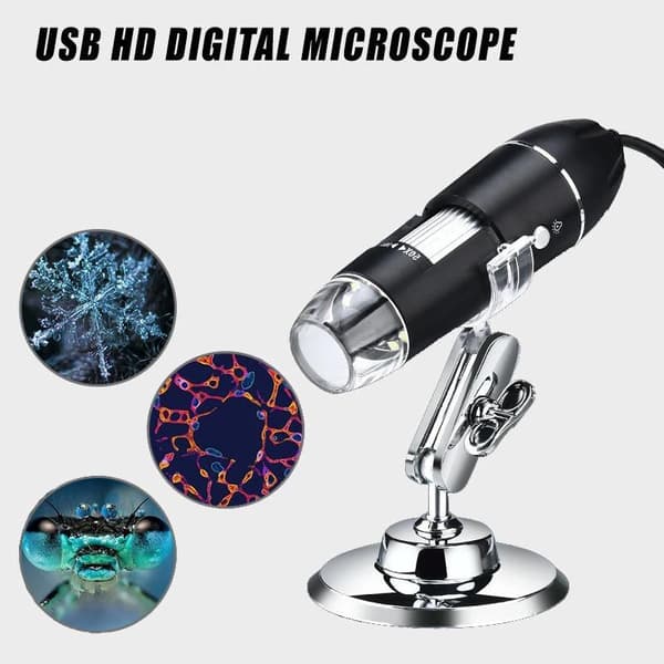1600X 2MP bärbar handhållen HD digitalt mikroskop med stativ, USB-gränssnitt och 8 justerbara LED-lampor, bred applikation