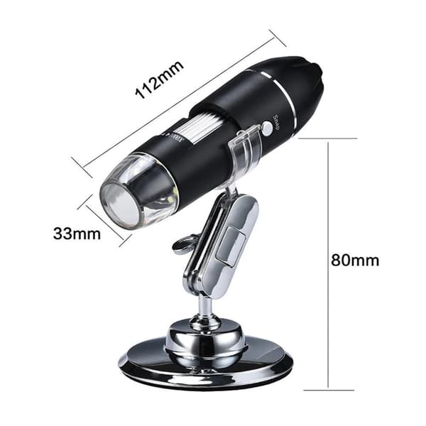 1600X 2MP bärbar handhållen HD digitalt mikroskop med stativ, USB-gränssnitt och 8 justerbara LED-lampor, bred applikation