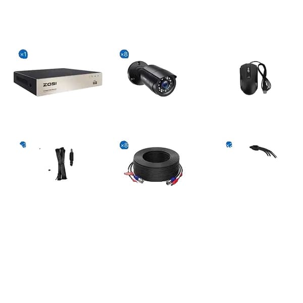 Valvontakamerajärjestelmä, H265+ pakkaus, 5MP Lite HD-TVI tallennin, , 1T, 8CH DVR x 8 Cameras 1T 8CH DVR x 8 Cameras