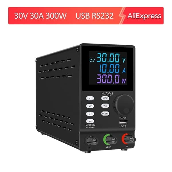 Strømforsyning, Programmerbar, Hukommelsesfunktioner, 30V 10A DR Sort, 220V