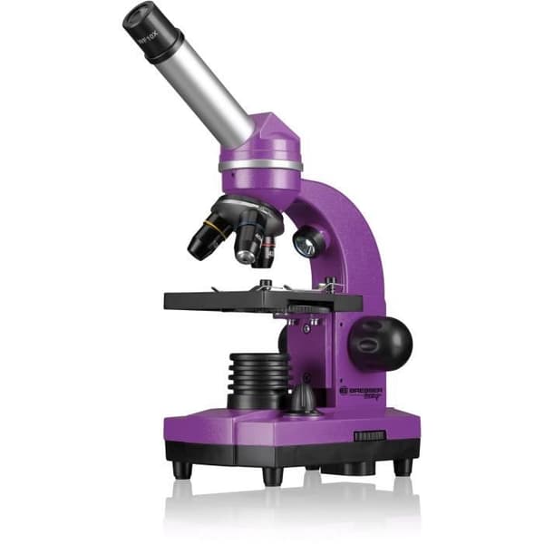 BIOLUX SEL studentmikroskop - BRESSER JUNIOR - 40x-1600x förstoring - experimentkit - lila