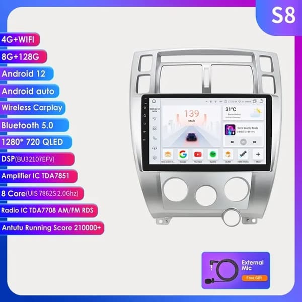 Bil Multimedia Afspiller, GPS Navigation, Carplay Audio, S8 B