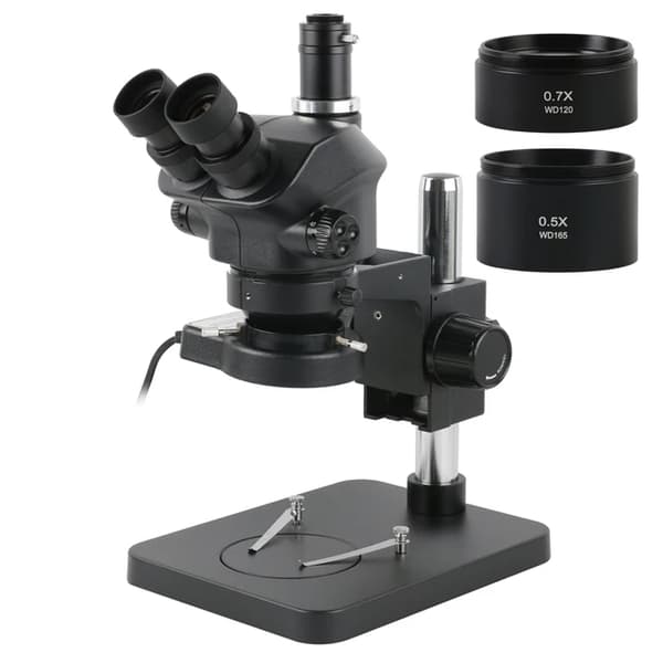 Stereo-mikroskooppi, Simul-Focal -teknologia, Trinokulaarinen muotoilu, 0,7x 0,5x kanssa