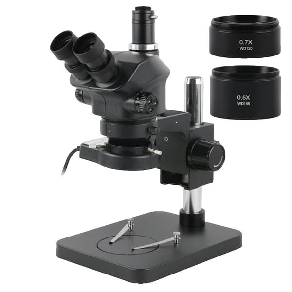 Stereo-mikroskooppi, Simul-Focal -teknologia, Trinokulaarinen muotoilu, 0,7x 0,5x kanssa
