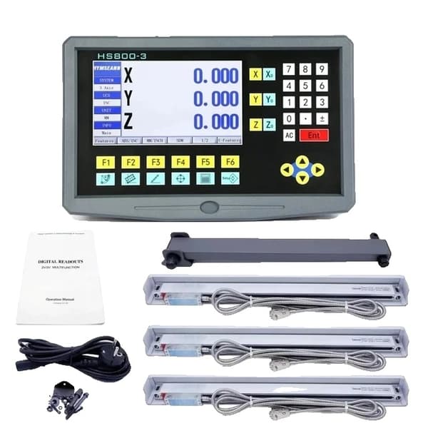 Digital avläsning, 3-axlig display, glaslinjär skala, HS800-3 DRO set