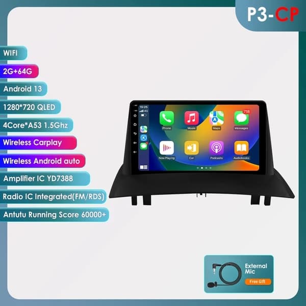 Autosoitin, Android 12, Carplay-integrointi, S1-3G 32G-8cores