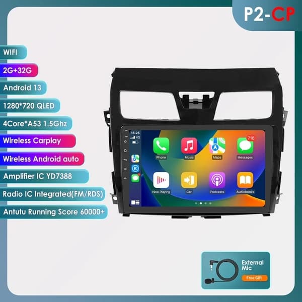 Auton monimedia soitin, Android 12, 4G-yhteys, GPS-navigointi, S1-3G 32G-8cores
