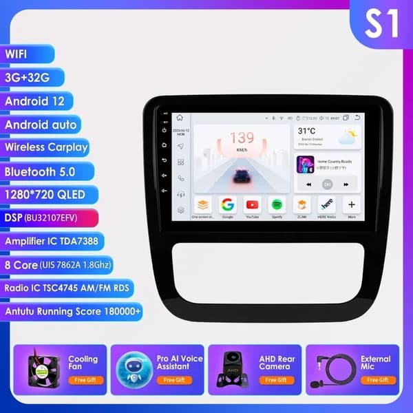 Carplay Android Auto, AI-integraatio, GPS-navigointi, 1033 tuuman S8 AI AHD2