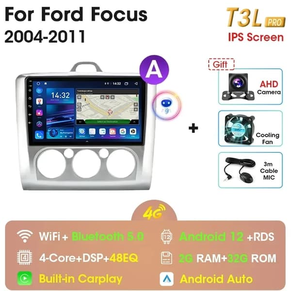 Autosoitin, Android 12 -yhteensopivuus, GPS-navigointi, T10-1(A)-MIC-CAM-DVR