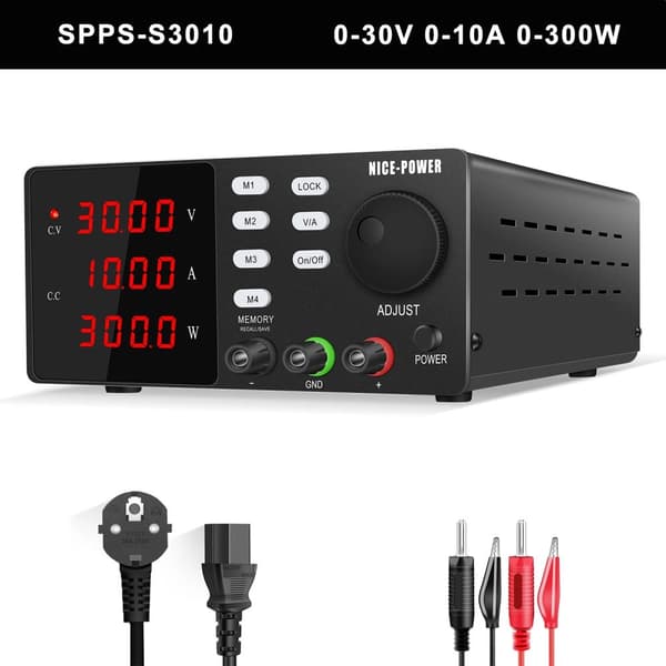 Laboratoriovirtalähde, ohjelmoitava muistitoiminto, RS-232 USB -tiedonsiirtoliitäntä, D3010-232-Musta, AC 220V