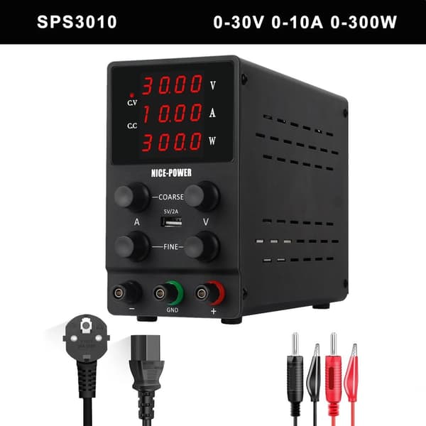 Laboratoriovirtalähde, ohjelmoitava muistitoiminto, RS-232 USB -tiedonsiirtoliitäntä, D3010-232-Musta, AC 220V
