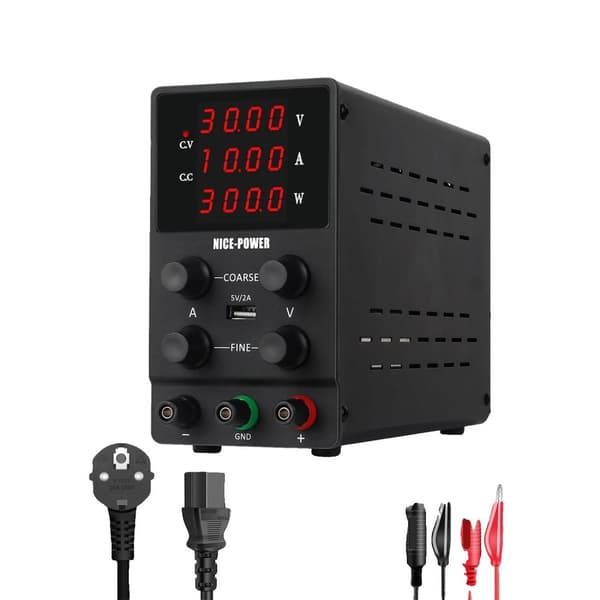 Laboratoriovirtalähde, ohjelmoitava muistitoiminto, RS-232 USB -tiedonsiirtoliitäntä, D3010-232-Musta, AC 220V