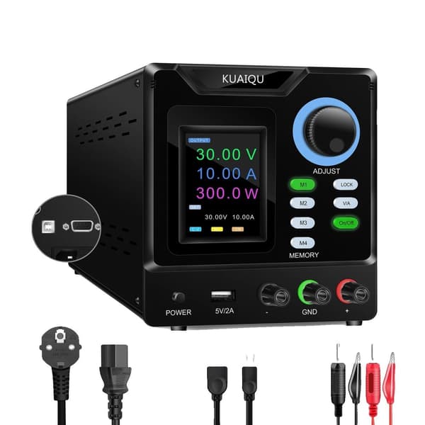 Laboratoriovirtalähde, ohjelmoitava muistitoiminto, RS-232 USB -tiedonsiirtoliitäntä, D3010-232-Musta, AC 220V