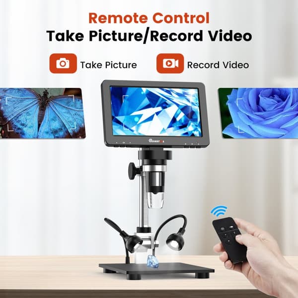 DM9 Pro HDMI-yhteensopiva digitaalinen mikroskooppi 7 tuuman IPS-näyttömikroskoopit 1200X koko kolikkonäkymä 16 megapikselin juotosmikroskooppi